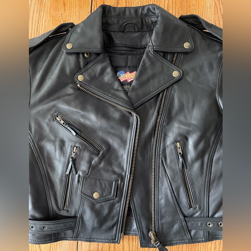 Easyriders Black Leather Motorcycle Jacket Size Large